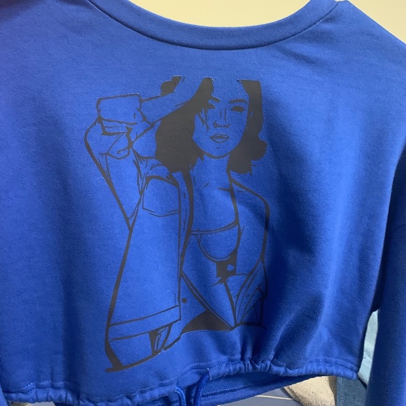 Cropped drawstring sweatshirt - Picture 1 of 1